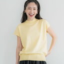 コカ coca シャリ感レーヨンハイネックフレンチスリーブニット (Yellow)