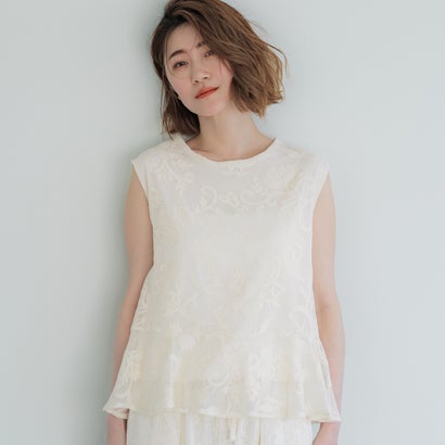 コカ coca フロッキーレースノースリーブブラウス (Ivory) コカ coca フロッキーレースノースリーブブラウス (Ivory)