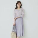 インデックス index カーディガンセット バイカラーニットワンピース【洗濯機可・抗ピル】 (ライトグレー(511))