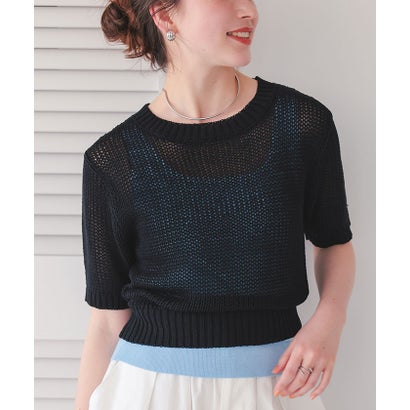 ティティベイト titivate ローゲージ半袖ニットトップス （ブラック）