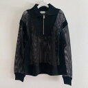 エイチシーエーイー HCAE HALF ZIP MESH KNIT TOP (BLACK)
