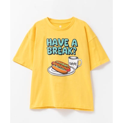マックハウス Mac-House ビッグシルエット フード柄半袖Tシャツ (オレンジイエロー)