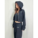 エゴイスト EGOIST ロゴ刺繍スウェットショートパーカー (BLACK)