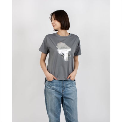 ブローディア BRODIAEA 箔プリント 半袖Tシャツ カットソープルオーバー【日本製】 (サックスブルー)