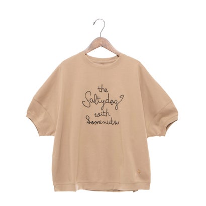 エグランティーヌ EGLANTINE 歯ブラシ加工刺繍Tシャツ ぽわん袖カットソー （ベージュ）