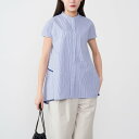 ダブルフェーストーキョー Doubleface Tokyo バックフリルパイピングブラウス (オフ×ブルー)