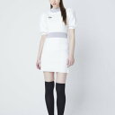 ドゥ アヴニール Doux Avenir パフスリーブ バイカラー ワンピース (ホワイト)