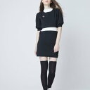 ドゥ アヴニール Doux Avenir パフスリーブ バイカラー ワンピース (ブラック)