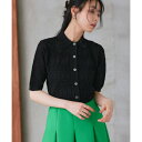 ルイルエブティック RUIRUE BOUTIQUE 透かし編みニットポロ (ブラック)