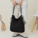 ベース BASE 【A4対応】テープハンドル ラメ糸編み かご トートバッグ (ブラック)