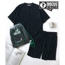 ラザル Lazar DISCUS/ディスカス セットアップ 半袖 Tシャツ&ショートパンツ&収納バッグ 3点セット ルームウェア (ネイビー)