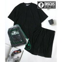 ラザル Lazar DISCUS/ディスカス セットアップ 半袖 Tシャツ&ショートパンツ&収納バッグ 3点セット ルームウェア (ブラック)