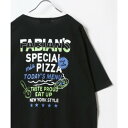 マルカワ MARUKAWA ヴィンテージカフェ リンガー バックプリント オーバーサイズ 半袖 Tシャツ (ブラック)