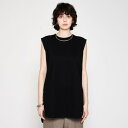 クロエンス cloenc 【コットンブレンド】ノースリーブロングTシャツ (ブラック(019))