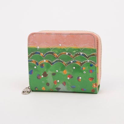 ツモリチサト キャリー tsumori chisato CARRY カラフルレオパード ラウンドファスナー 2つ折り財布 (グリーン)