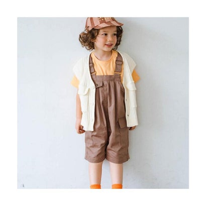 ピードットプルミエ p.premier ハーフ丈のオーバーオール （ブラウン）