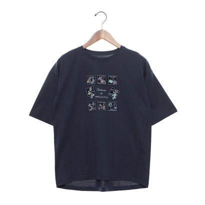 ブローディア BRODIAEA 切手モチーフ刺繍半袖Tシャツ （ネイビー）