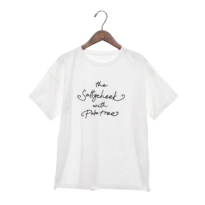 ブローディア BRODIAEA 歯ブラシ加工刺繍Tシャツ 半袖カットソー （オフホワイト）