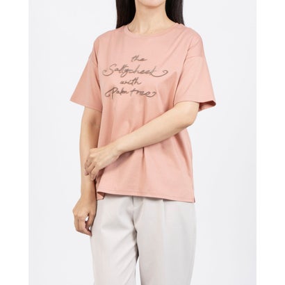 ブローディア BRODIAEA 歯ブラシ加工刺繍Tシャツ 半袖カットソー （ピンク）