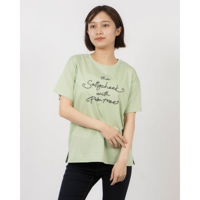 ブローディア BRODIAEA 歯ブラシ加工刺繍Tシャツ 半袖カットソー （ライトグリーン）