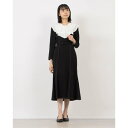 チーク Cheek ラッフルセーラー配色ワンピース (BLK)(4)