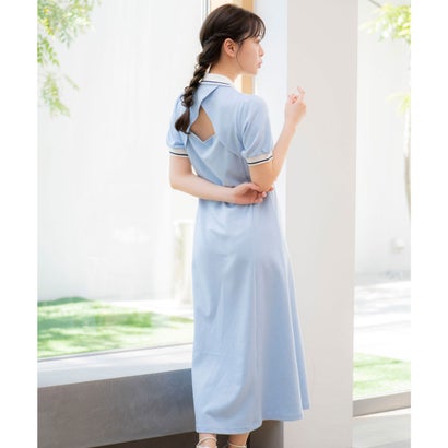 ノエラ Noela 【WEB限定】ロゴ刺繍ポロワンピ (サックス) ノエラ Noela 【WEB限定】ロゴ刺繍ポロワンピ (サックス)