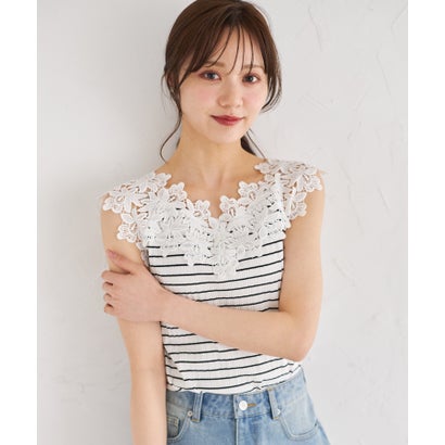 トッコクローゼット tocco closet フラワーレース装飾リブカットソープルオーバーのサムネイル