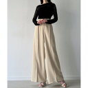 ジュノア JUNOAH サイド切替ワイドパンツ (クリーム)