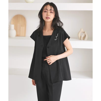 ルイルエブティック RUIRUE BOUTIQUE バックペプラムジレ&テーパードパンツセットアップ (ブラック) ルイルエブティック RUIRUE BOUTIQUE バックペプラムジレ&テーパードパンツセットアップ (ブラック)