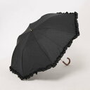 カシュネ cache nez シャンブレーフリルトップレス2段折りたたみ傘 (BK)