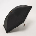 カシュネ cache nez UV カット率99%以上 PUフラワーポーラー刺繍3段折りたたみ傘 (BK)