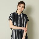 イッツデモ ITS'DEMO 【UVケア/吸水速乾/マシンウォッシャブル/冷感】麻調合繊タックブラウス<らくケアシリーズ> (ネイビー(394))