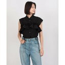 スタイルブロック STYLEBLOCK 針抜きサッカーストライプフリルビスチェセットシャツ (ブラック)