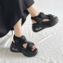 シューズインクローゼット Shoes in Closet -シュークロ- 厚底 ボリュームソール ベルクロ スポーツサンダル 2472 (ブラック)