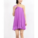 デニーローズ DENNY ROSE ジョーゼットプリーツワンショルダーミニワンピース (PURPLE)