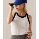 マガジンデモードオンジェナ MAGASIN DE MODE Onjna Cut rib color scheme american sleeve tank / ...