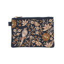 カンカン KANKAN 花鳥ビーズ刺繍ティッシュポーチ (ネイビー)(4)