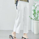 アイカ ica クロップドパンツ ストレッチパンツ アンクルパンツ イージーパンツ スリットパンツ ガウチョパンツ 七分丈 ゆったり 上品 きれいめ カジュアル 涼しい 薄手 (WT)