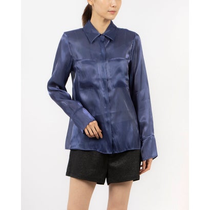 デニーローズ DENNY ROSE グロッシーオーガンザライクシャツブラウス （INDIGO）