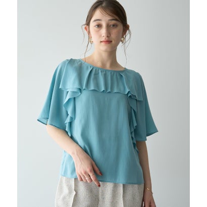 イェッカ ヴェッカ YECCA VECCA ラッフルシアーブラウス （ライトブルー）