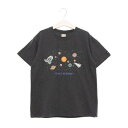 プティマイン petit main 【防汚加工】宇宙グラフィックTシャツ (チャコール)