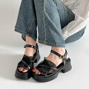 シューズインクローゼット Shoes in Closet -シュークロ- 軽量厚底 チュール フリル ヒールソール サンダル 5985(ブラック)