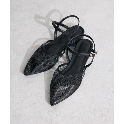 グリーン パークス Green Parks RUPISポインテットメッシュストライプサンダル （ブラック）のサムネイル