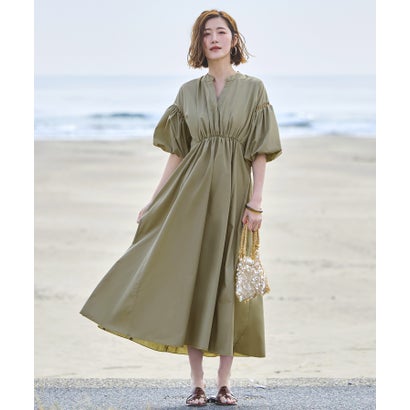 ルイルエブティック RUIRUE BOUTIQUE 洗える ｜ バルーンスリーブ フレア シャツワンピース ｜ レディース おしゃれ きれいめ 休日コーデ 二の腕カバー 休日コーデ シャツワンピ ワンピース （