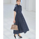 ルイルエブティック RUIRUE BOUTIQUE 【洗える】タック&フレア ロングシャツワンピース (アッシュブルー)