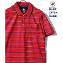 ビバリーヒルズポロクラブ BEVERLY HILLS POLO CLUB マルチボーダー リブ衿ポロシャツ メンズ ゴルフ 半袖 (レッド)