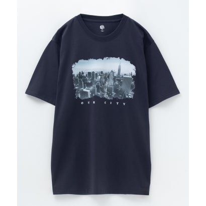 マックハウス Mac-House フォトプリント半袖Tシャツ (チャコールグレー)