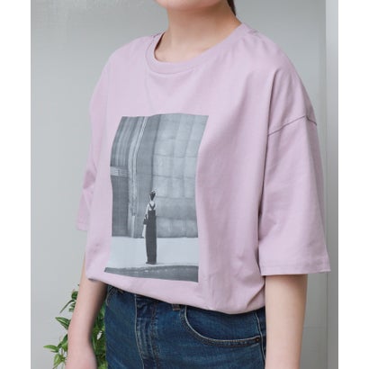 リベル モア libelle more 〈接触冷感・USAコットン〉フォト転写プリント半袖Tシャツ (ラベンダー)