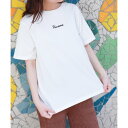 リベル モア libelle more 〈接触冷感・USAコットン〉ロゴ刺繍プリント半袖Tシャツ (オフ)