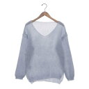 スタイルブロック STYLEBLOCK 透かし編みVネックニット (ブルー)